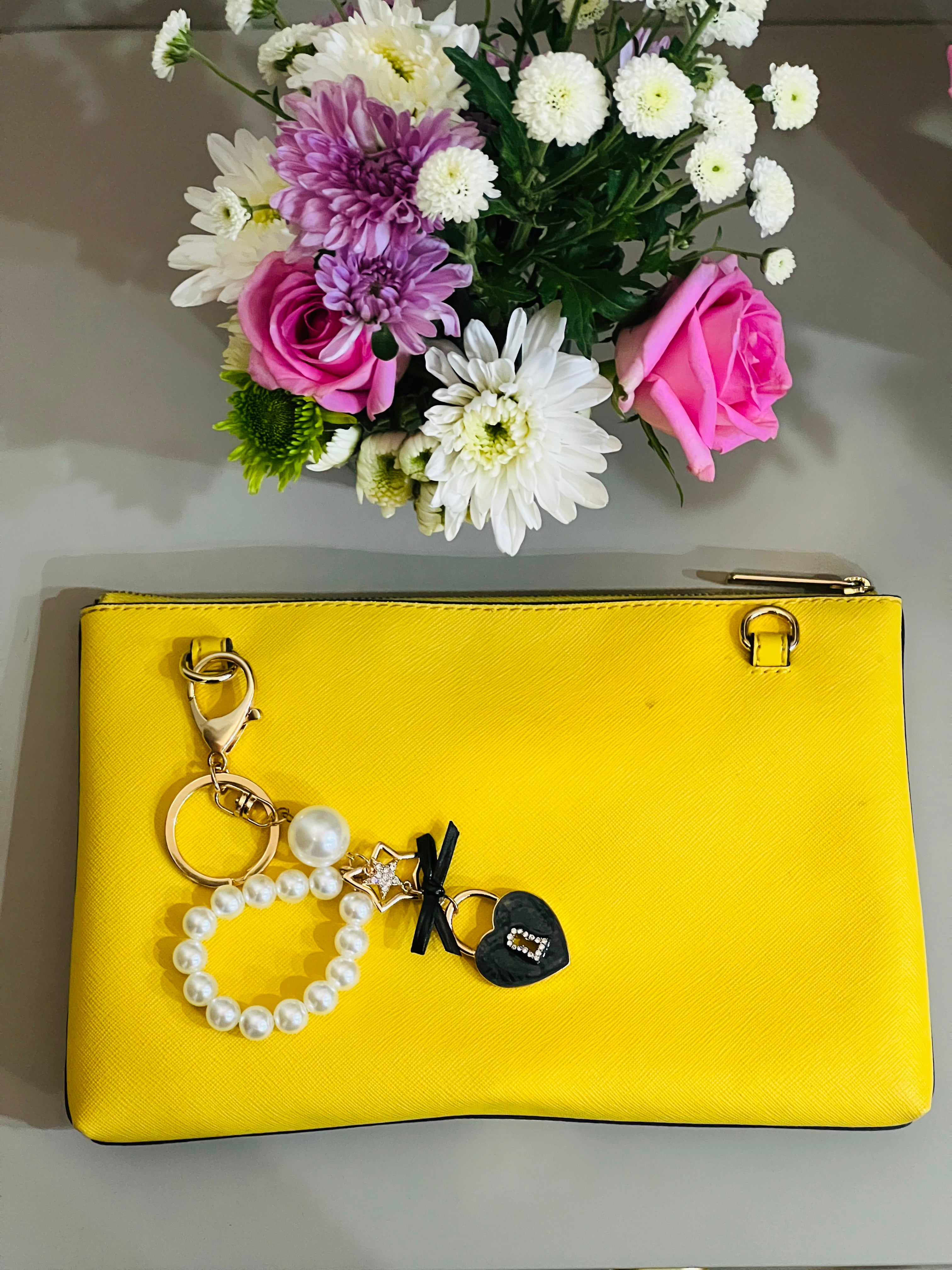Pearl Heart Luxe Charm | Elegant Bag & Key Accessory