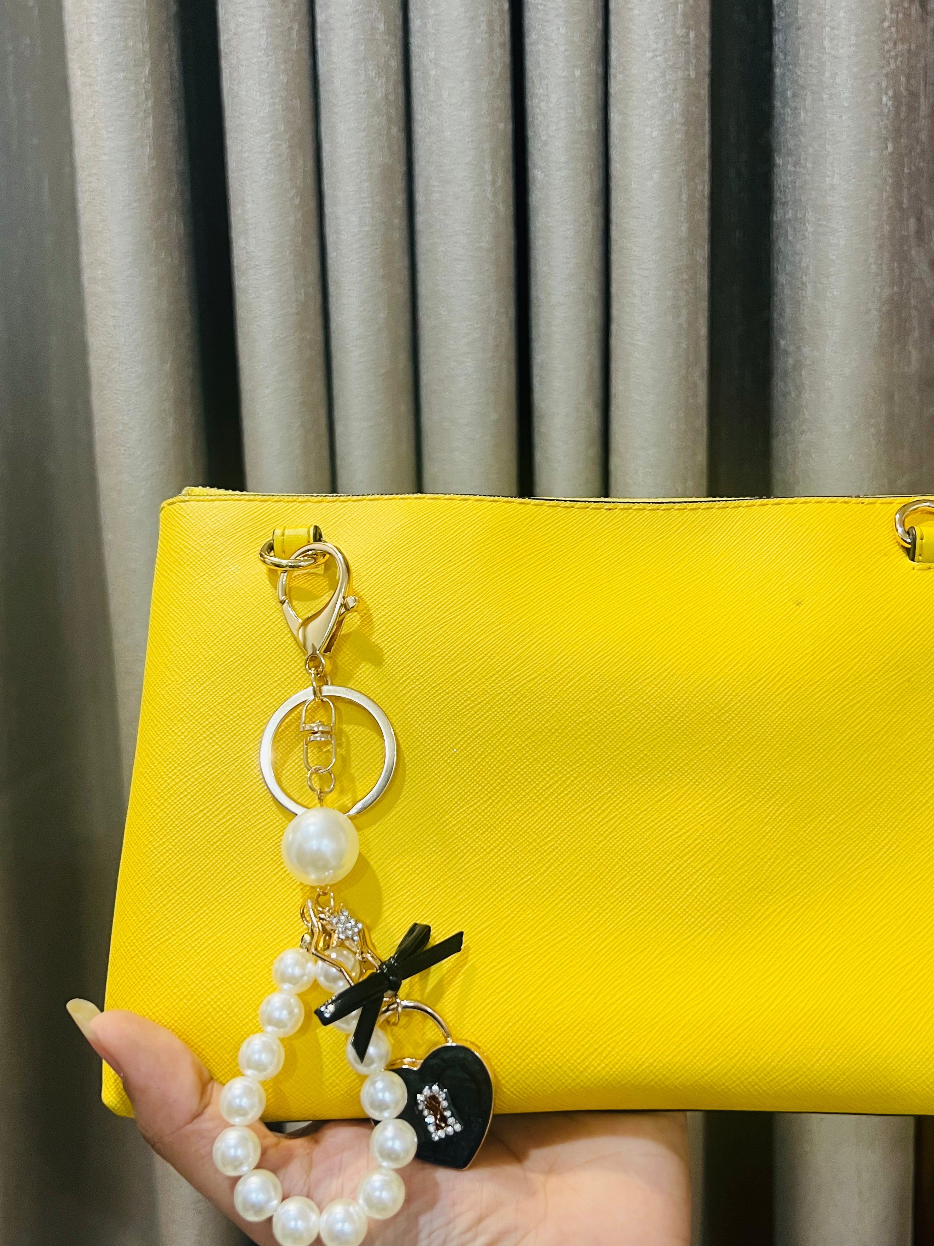 Pearl Heart Luxe Charm | Elegant Bag & Key Accessory